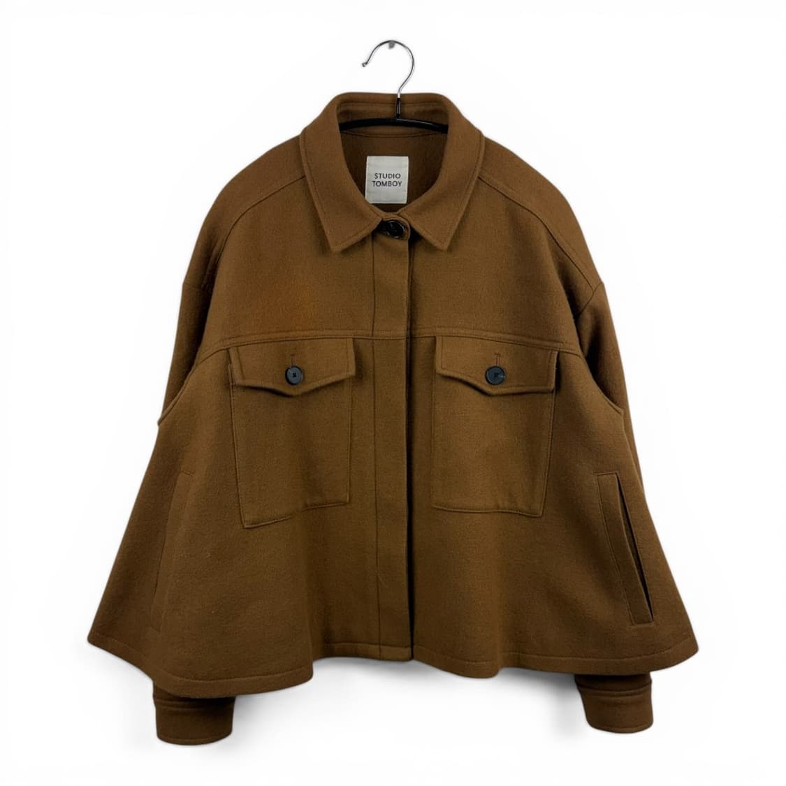 (F) 스튜디오톰보이 A라인 플레어 하프 울 자켓 브라운 상품이미지1