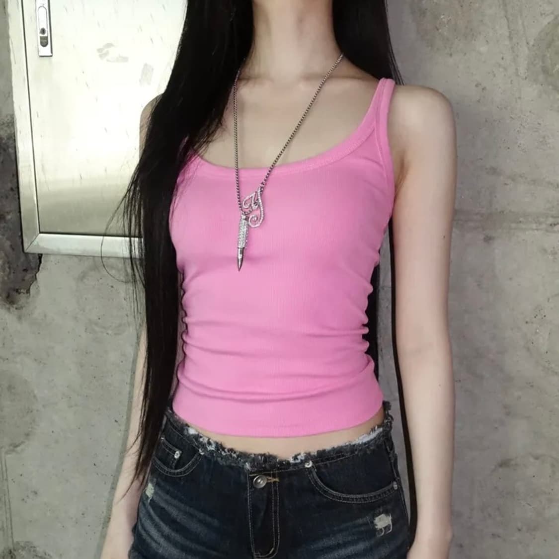 빈티지 캔디 컬러 나시 핑크 상품이미지1