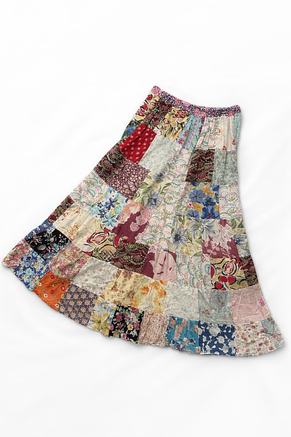 빈티지 패치워크 플레어 스커트 (핸드메이드 감성) 상품이미지1