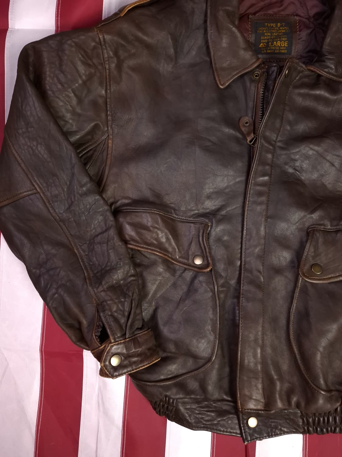 90's 국내산 일본판 빈티지 B-7 리얼레더 항공자켓 상품이미지7
