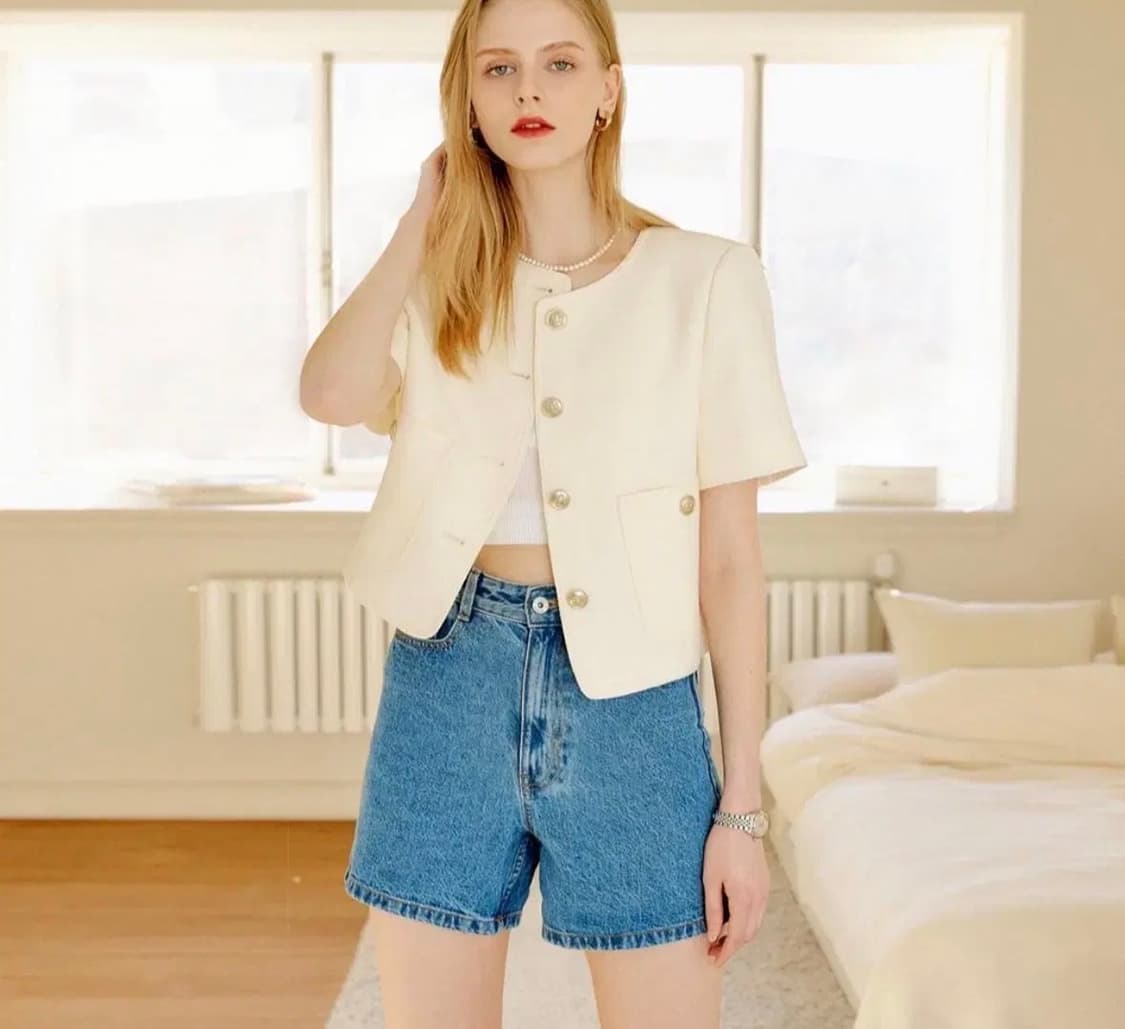 룩캐스트 다나 크롭 트위드 자켓 상품이미지1