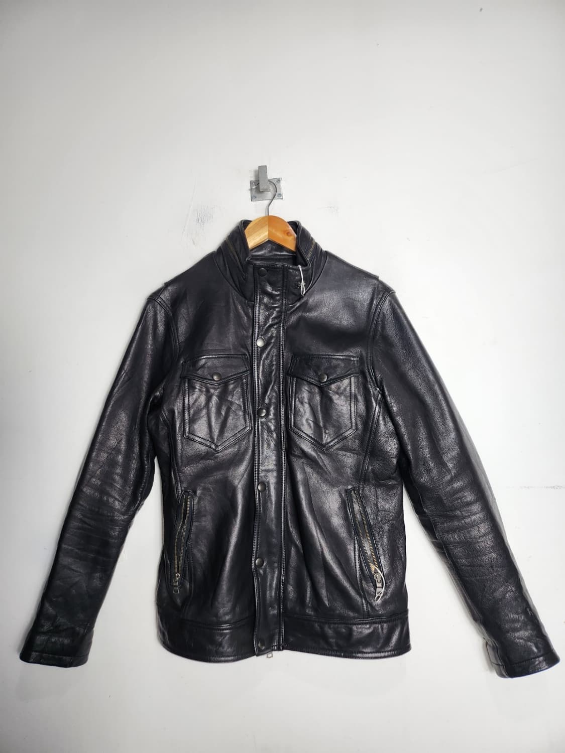 빈티지 블랙 가죽 자켓 상품이미지1