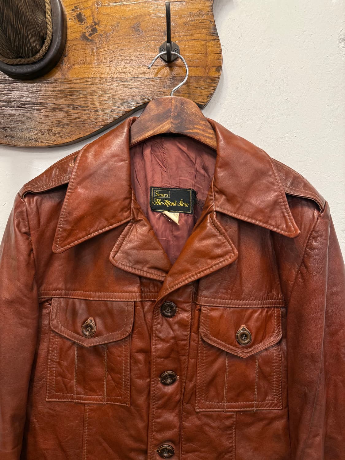 (L) 70s Sears Genuine Leather Field Jack 상품이미지2