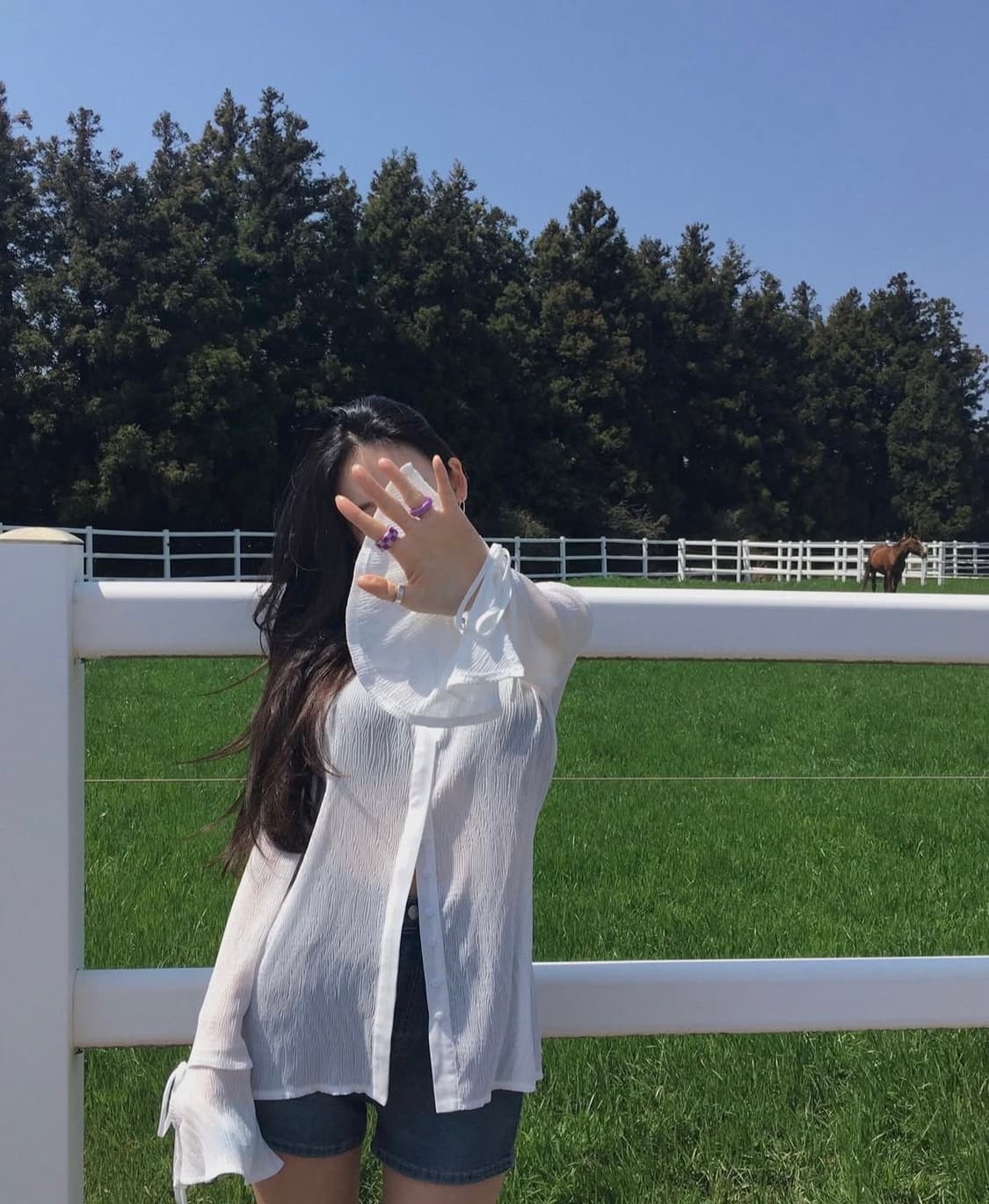 [새상품]페일제이드 스완 블라우스 화이트 프릴 블라우스 상품이미지4