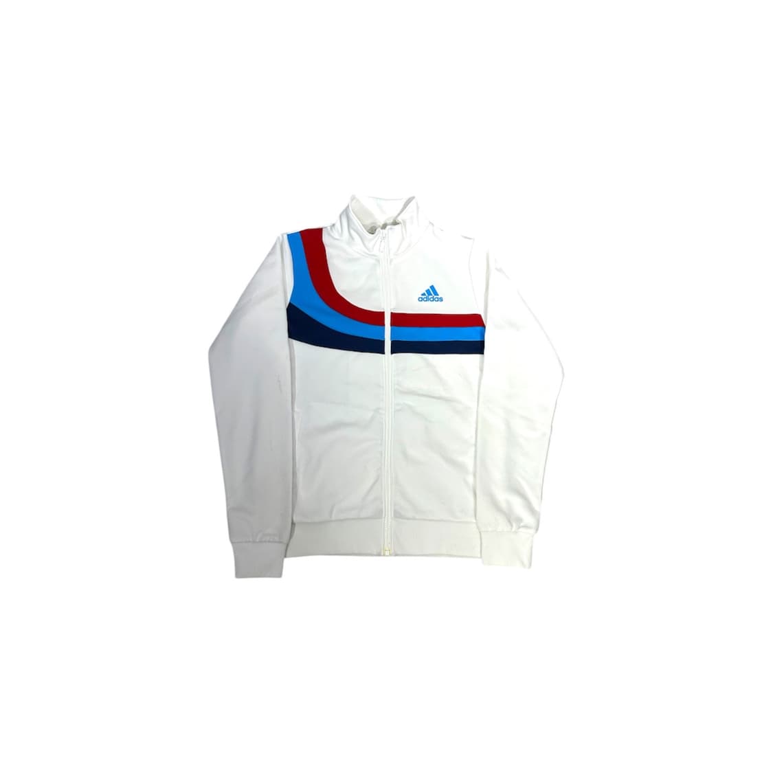 아디다스 딱붙핏 화이트 올드스쿨 블루 로고 트랙탑 져지 S 상품이미지5