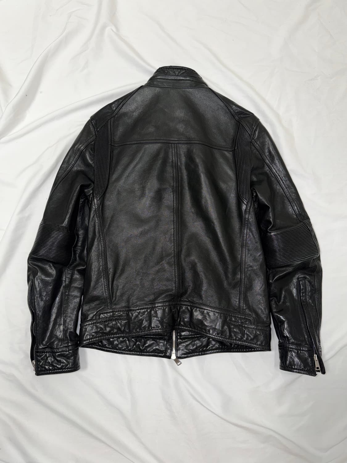 플리츠 레더 슬림 블루종 상품이미지5