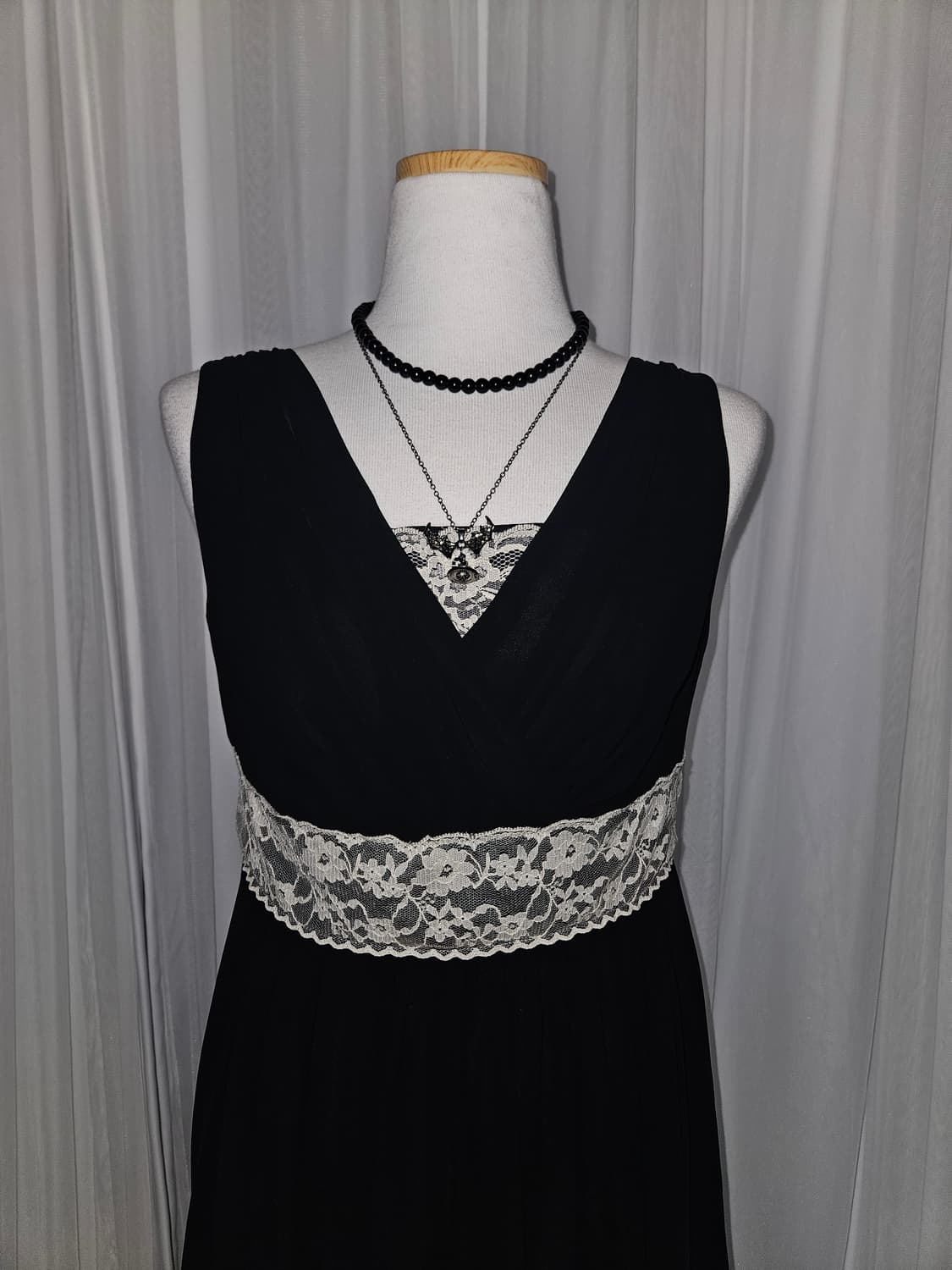 dressdeco 히메 레이스 블랙 쉬폰 드레스 상품이미지2