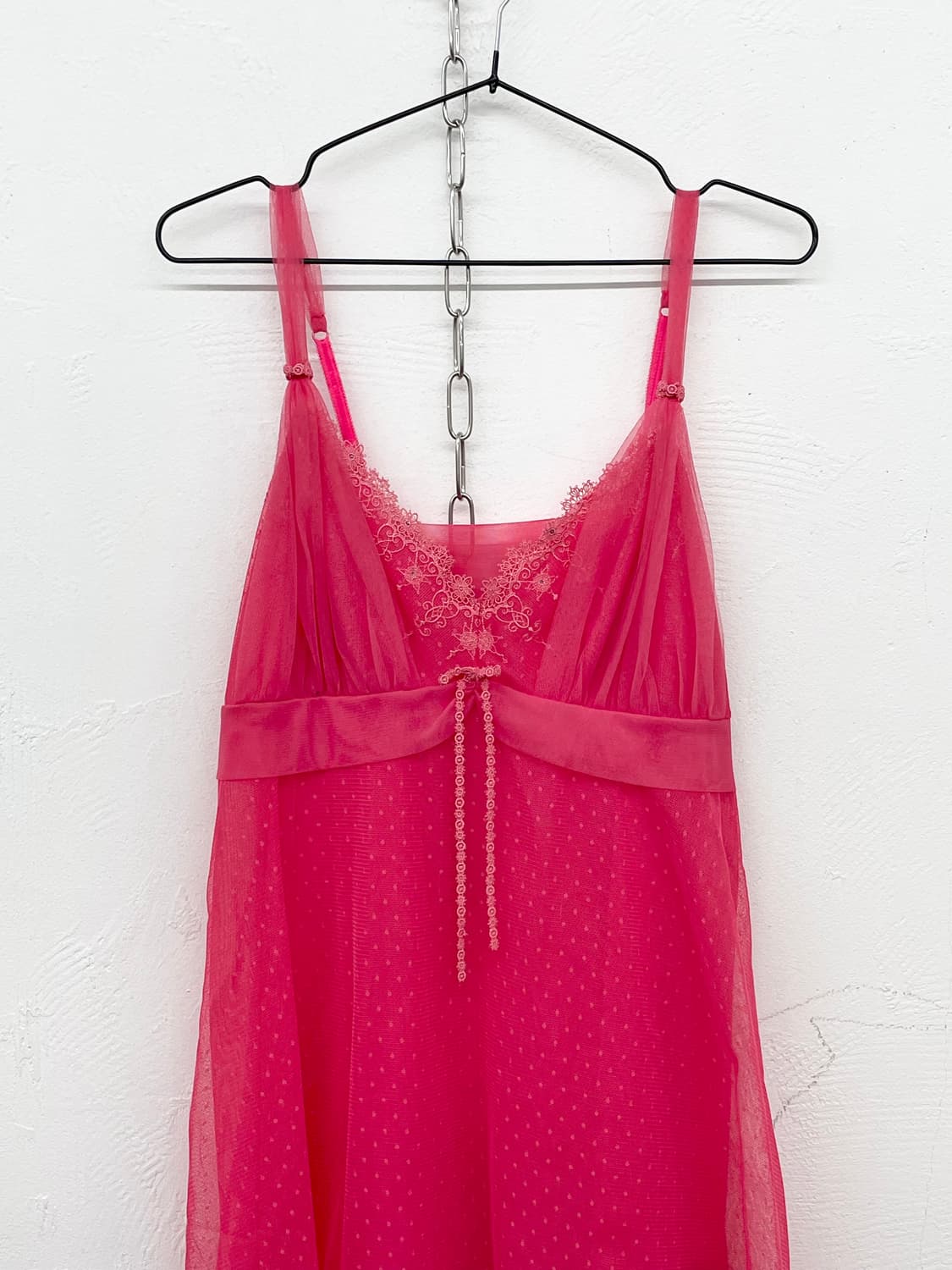 핑크 갸루 자수 레이스 슬립 상품이미지5