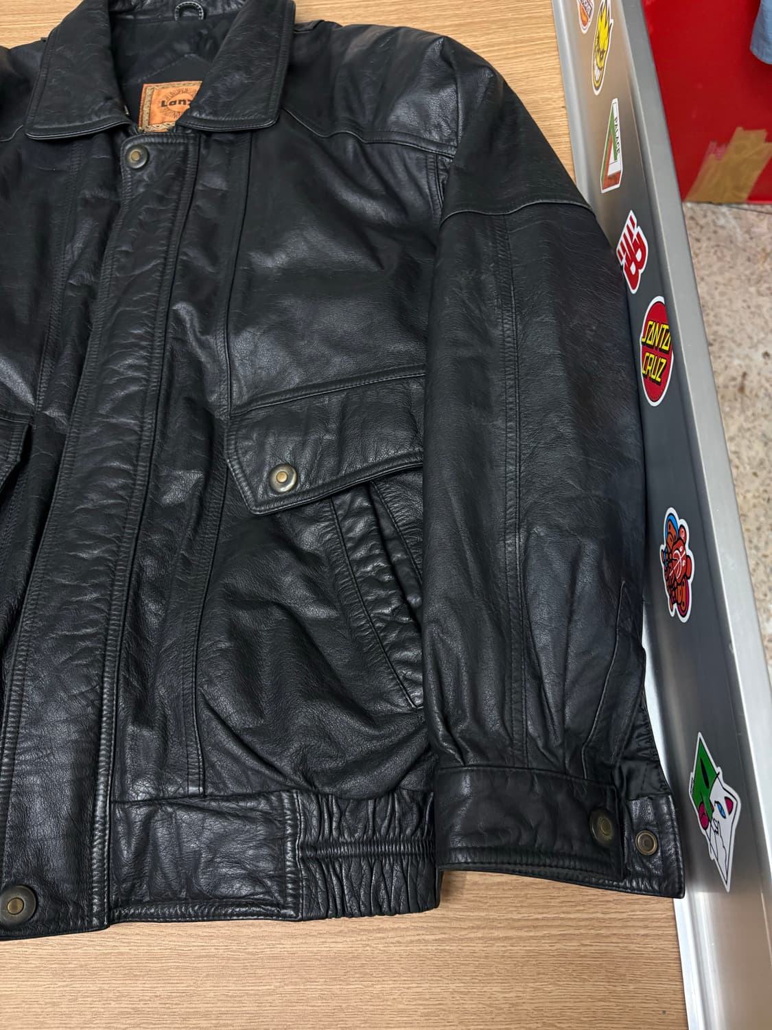 소가죽 래더 봄버 오버 자켓 상품이미지3