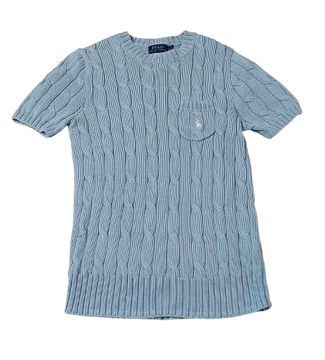 (정품) 폴로 랄프로렌 꽈배기 케이블 반팔 니트 스카이블루 하늘색 상품이미지1
