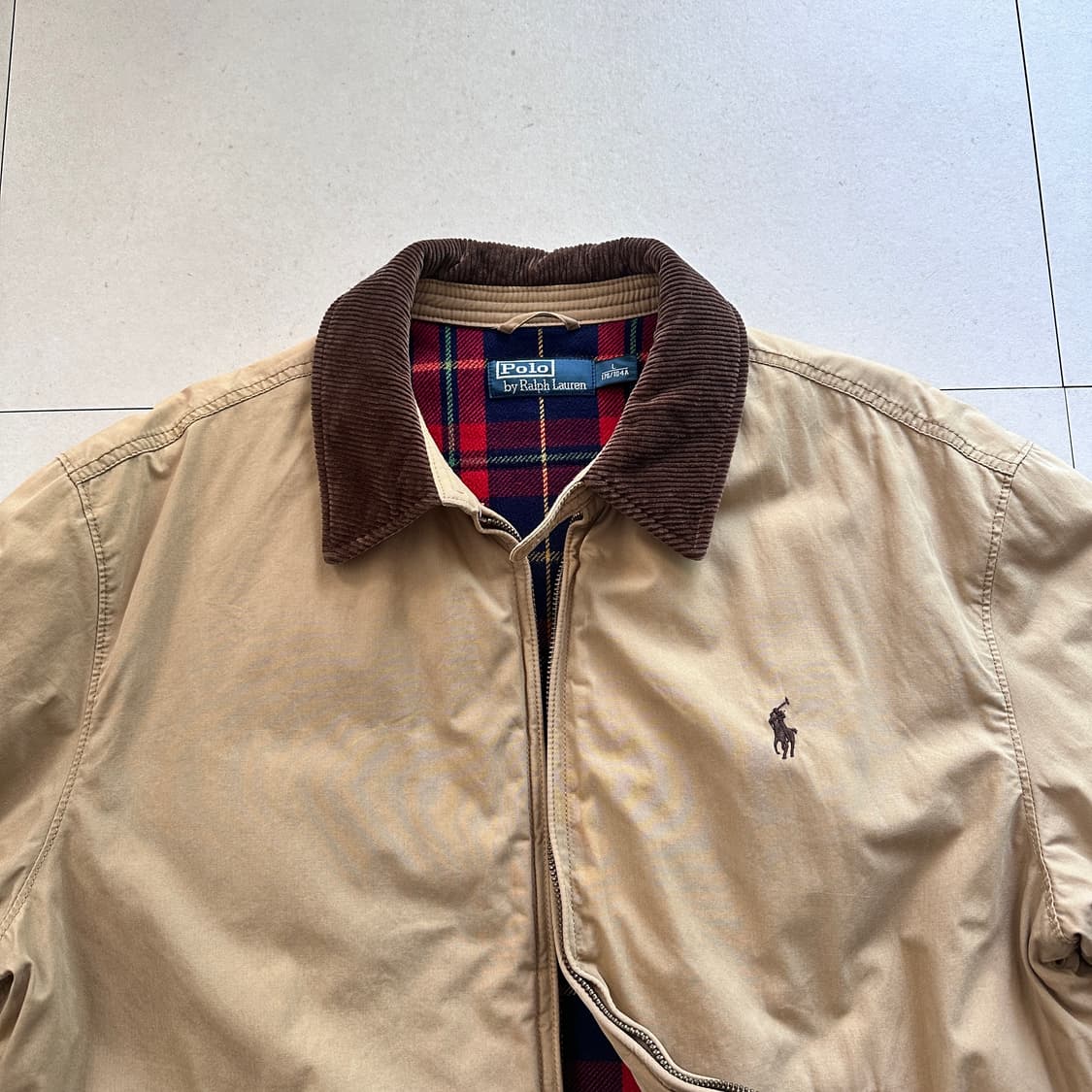 90s 폴로 랄프로렌 패딩 플란넬 타탄 체크 안감 자켓 봄버 상품이미지2
