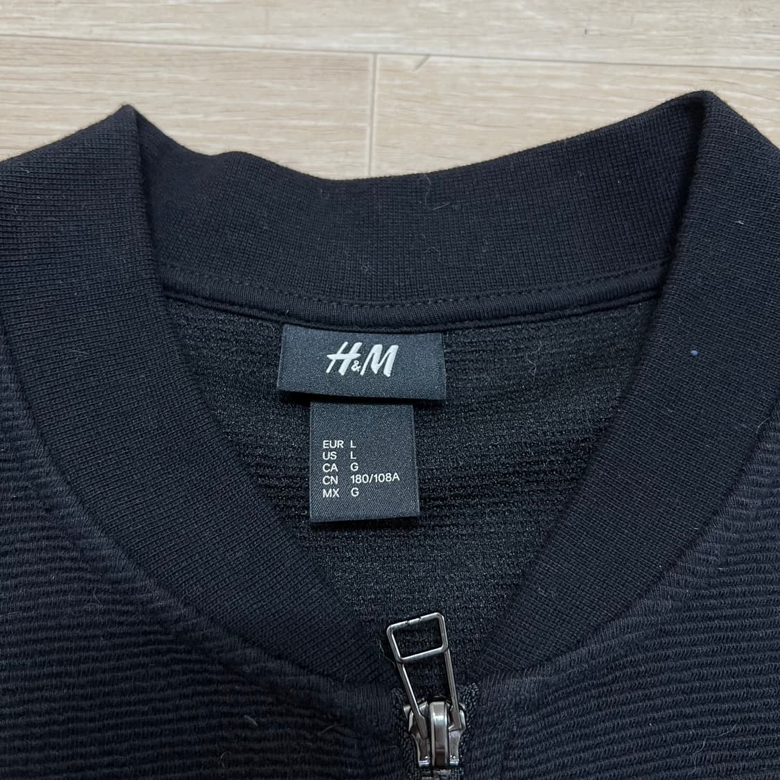 에이치엔엠 H&M 남성 와플 니트집업 [블랙] L/100 상품이미지4