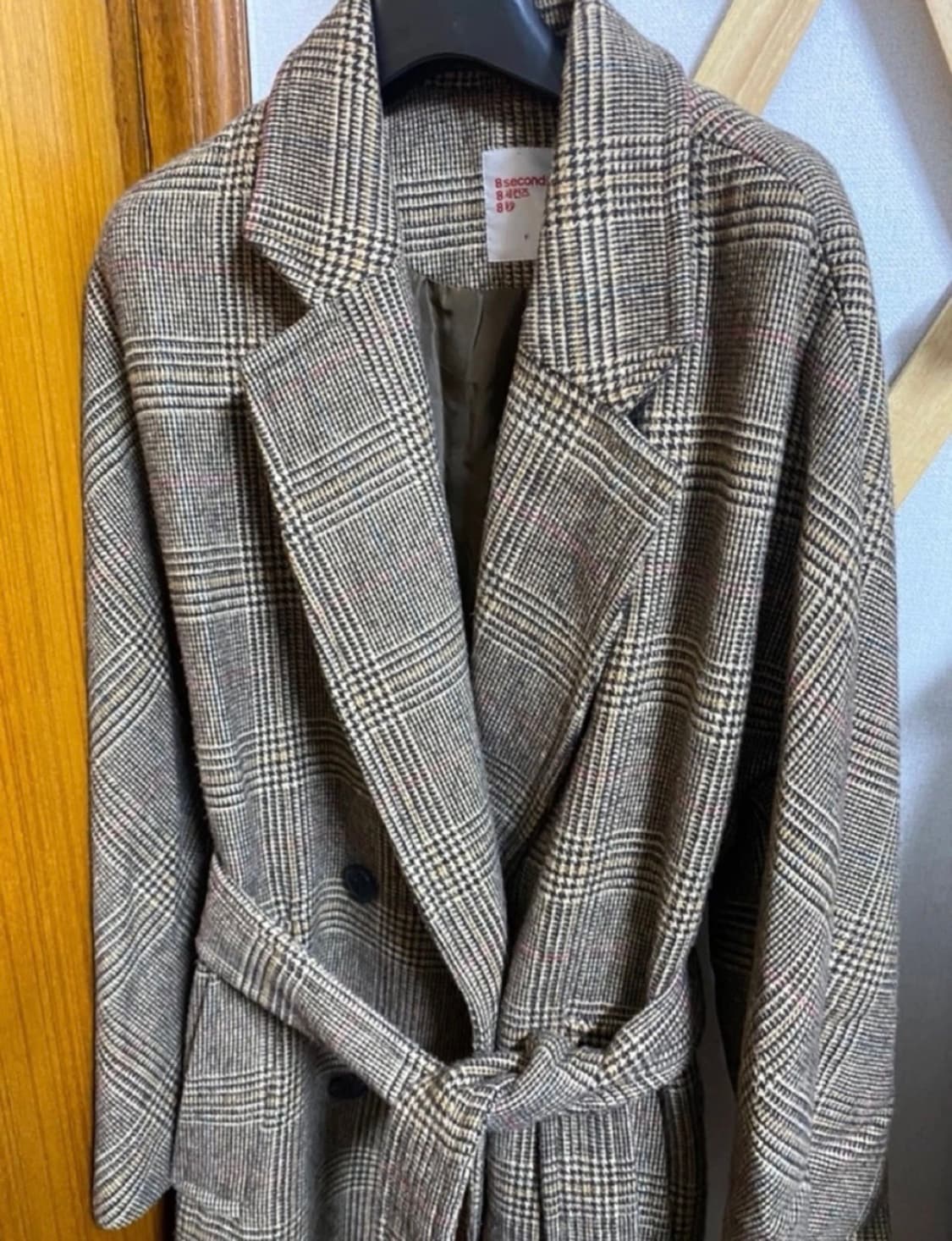 에잇세컨즈 8seconds 여성 벨티드 헤링본 체크 롱코트 상품이미지5
