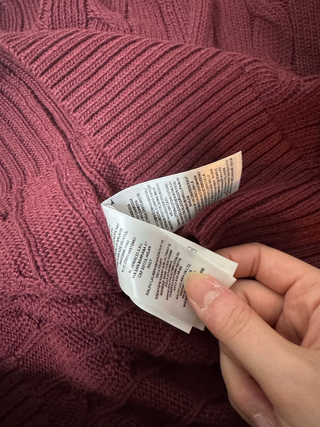 새상품 정품 폴로 버건디 케이블 니트 쿼터집업 반집업 상품이미지4