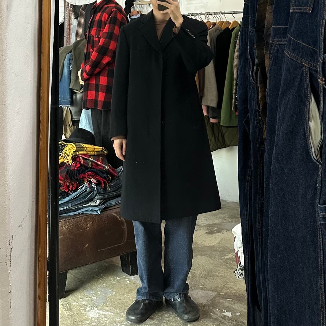 (착용컷) 캐시미어 싱글 롱 코트 (남성용 103) 상품이미지3