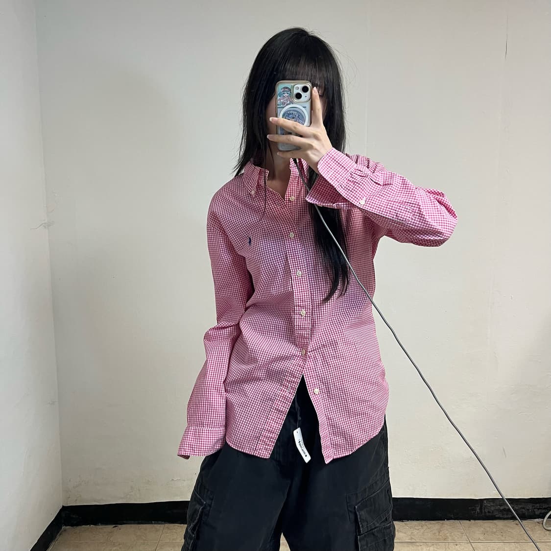 Polo  pink Gingham Check Shirts 상품이미지1