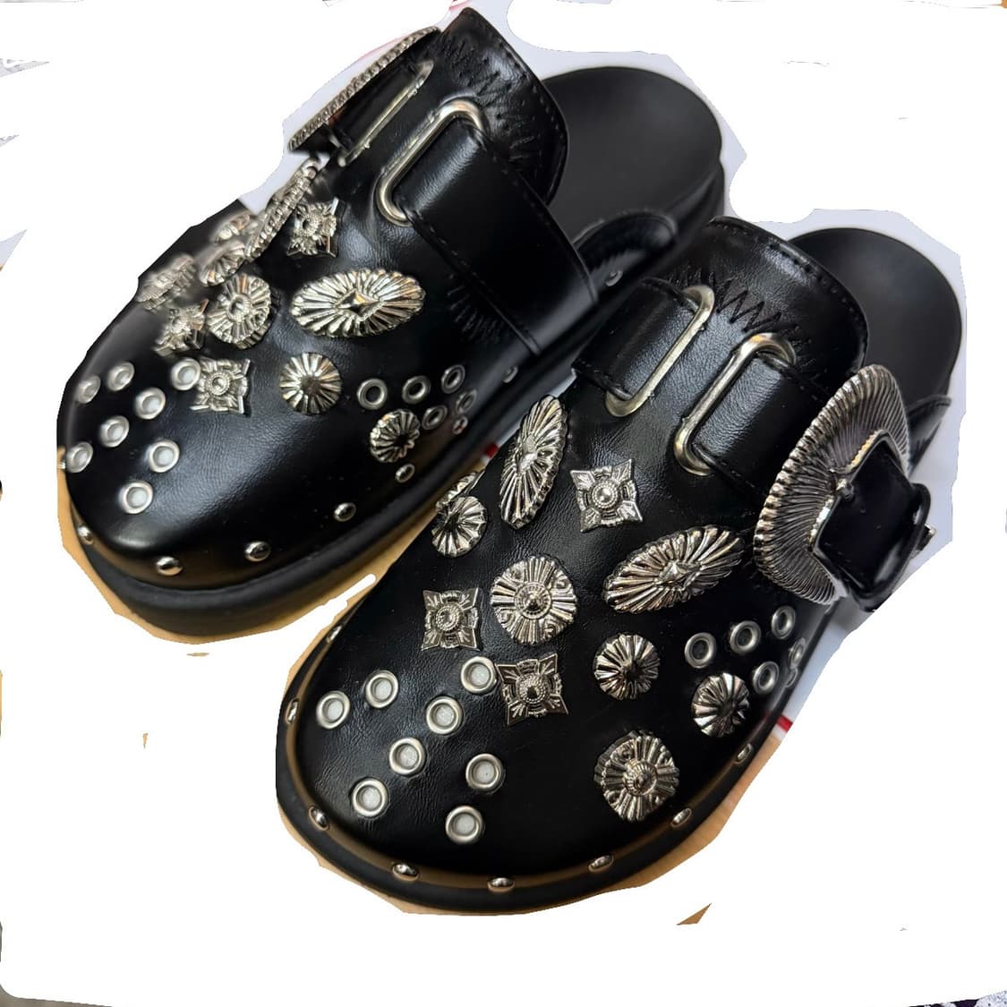 블랙 메탈 클로그 슈즈 유니크 펑크 상품이미지2