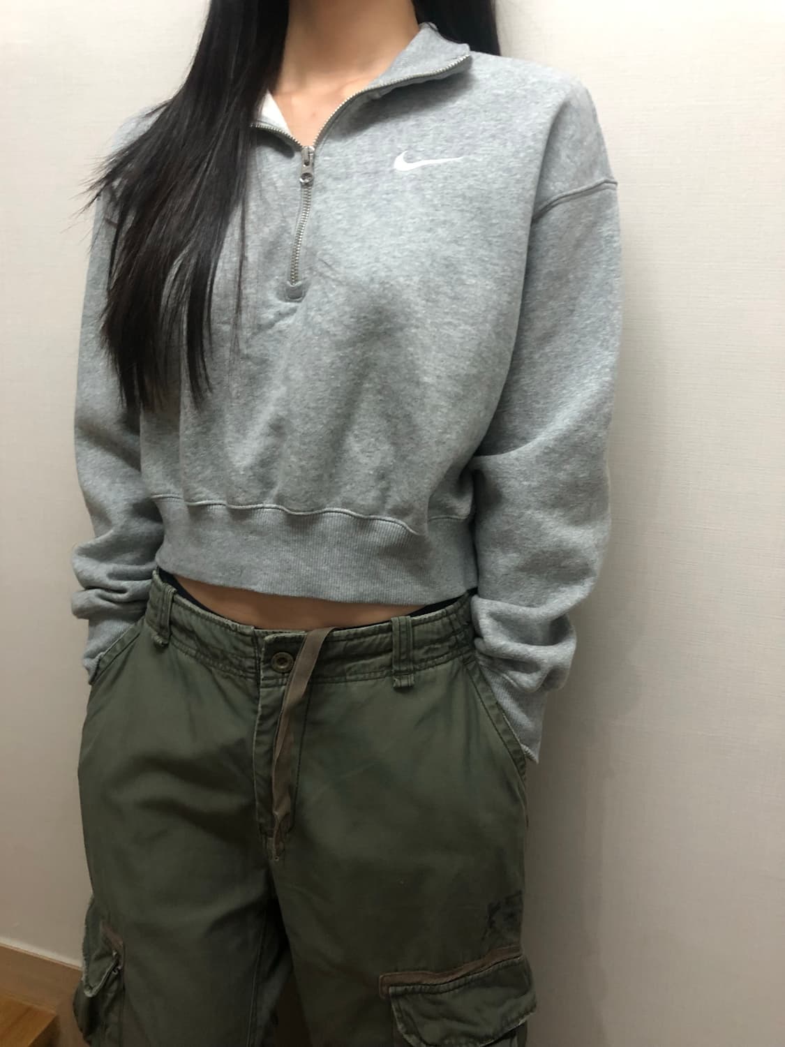 빈티지 나이키 그레이 크롭 집업 상품이미지3