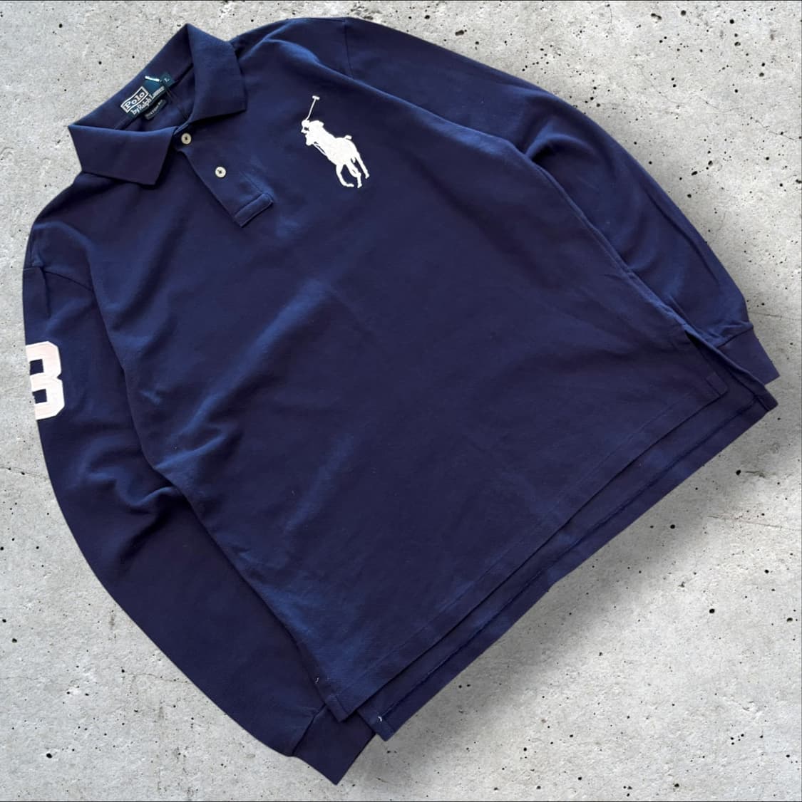 [L] 폴로 랄프로렌 커스텀핏 네이비 빅포니 긴팔 카라티 D894 상품이미지1