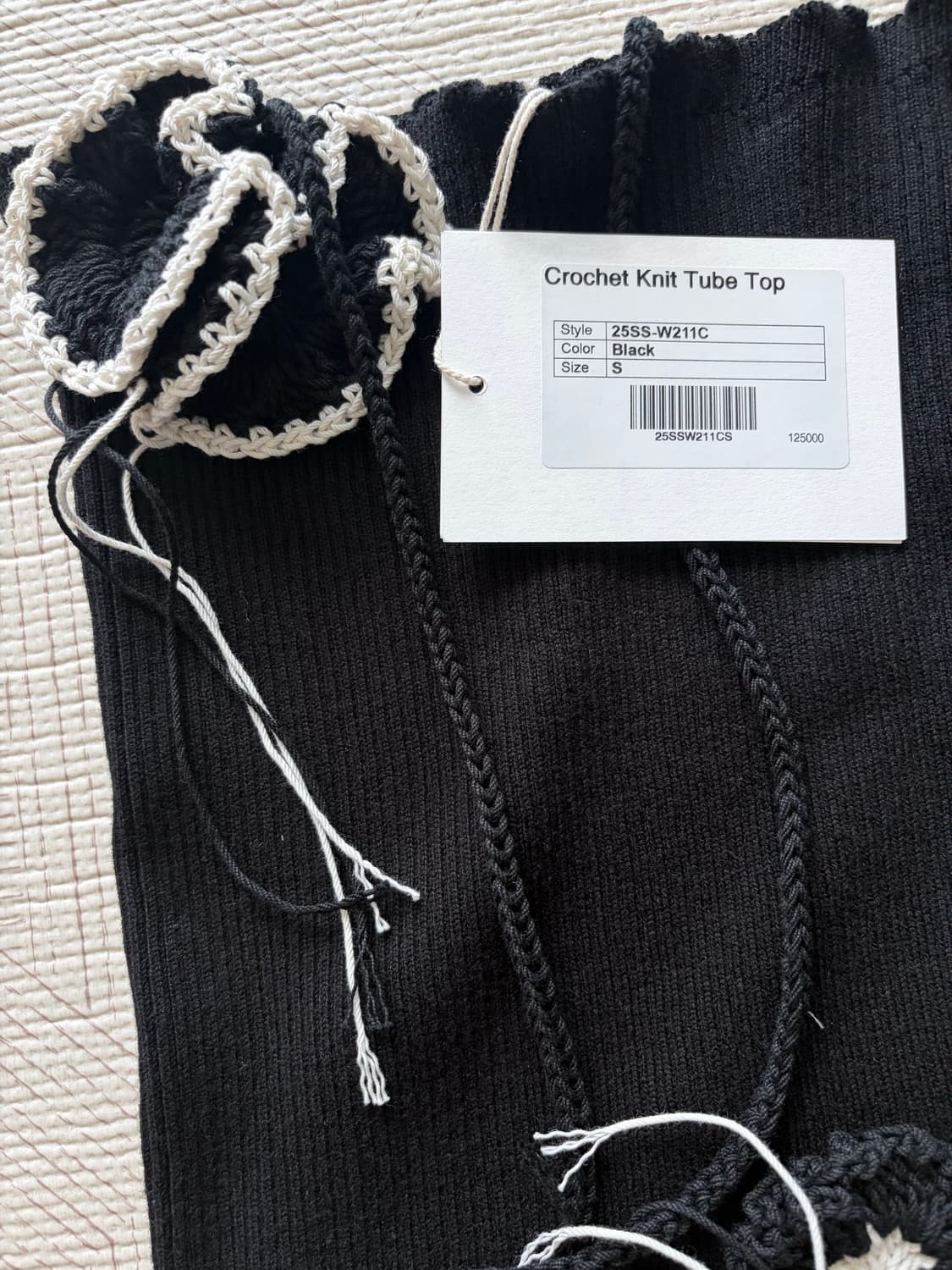 기준 Crochet Knit Tube Top Black 상품이미지5