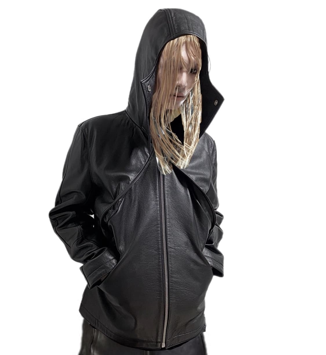 FLANEUR 닌자 스쿠다이버 바라클라바 후드 카우레더자켓 상품이미지1