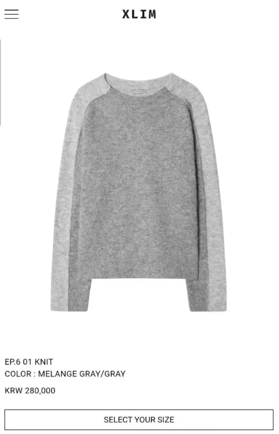 xlim ep6 knit grey m 상품이미지1