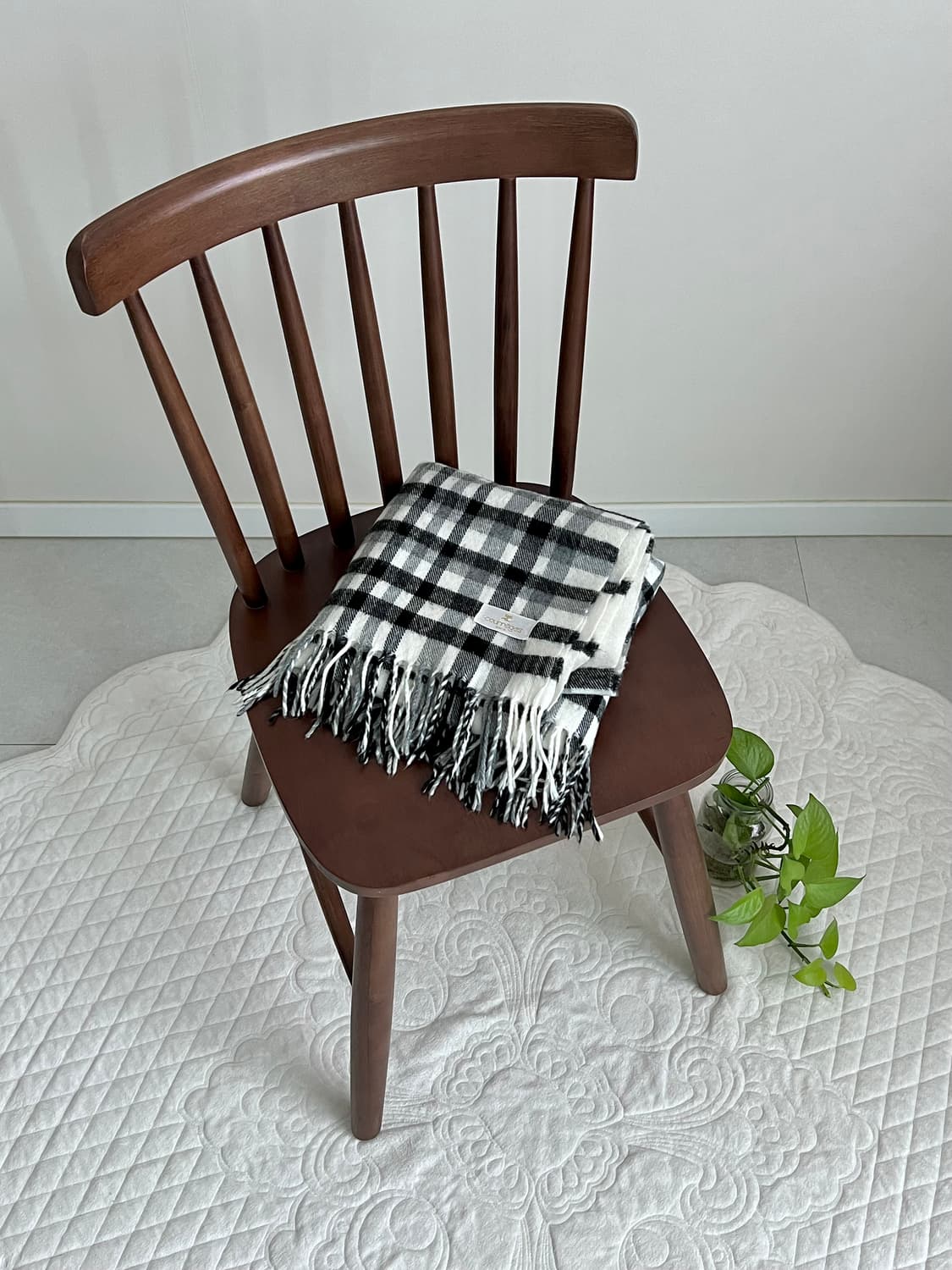 큐레쥬 울 담요 블랭킷 스톨 / 블랙 화이트 체크 꾸레쥬 상품이미지5