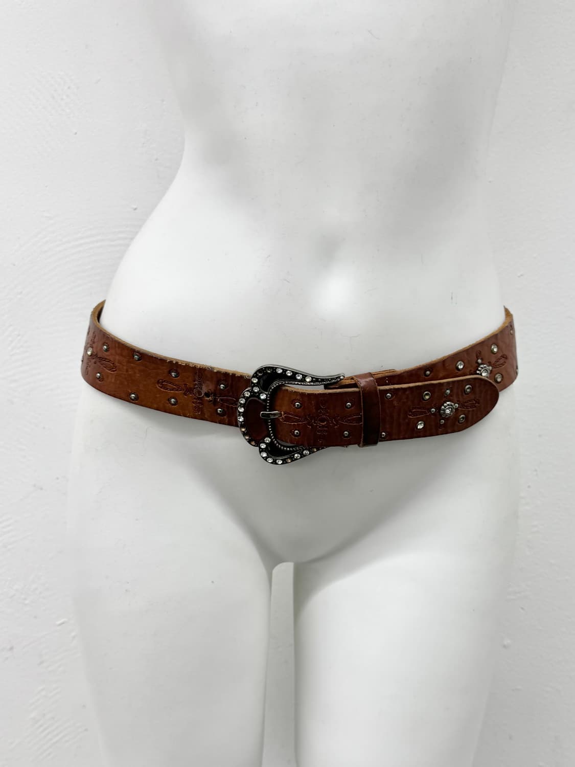 리얼레더 오리엔탈 큐빅 버클 벨트 상품이미지2