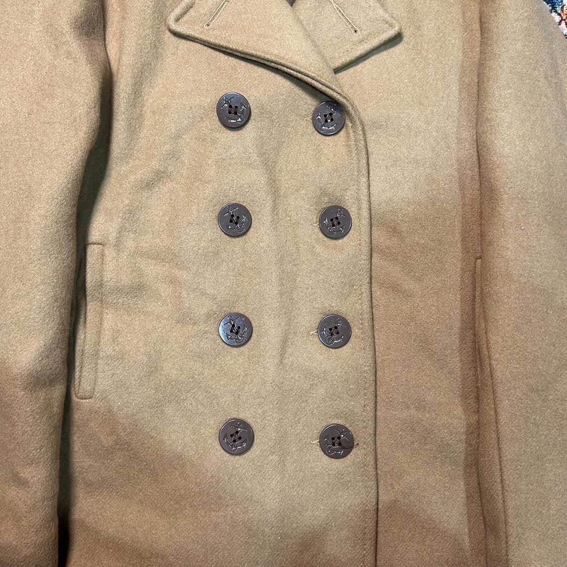 [L] made in usa 00s 쇼트 미해군 베이지 피코트 상품이미지4