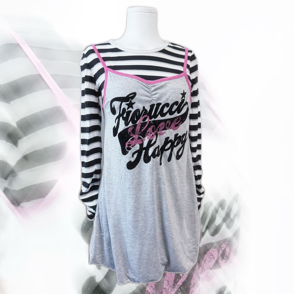 Fiorucci 히메갸루 딱붙 스트라이프 레이어드 롱슬리브 ≽^•⩊•^≼ 상품이미지1