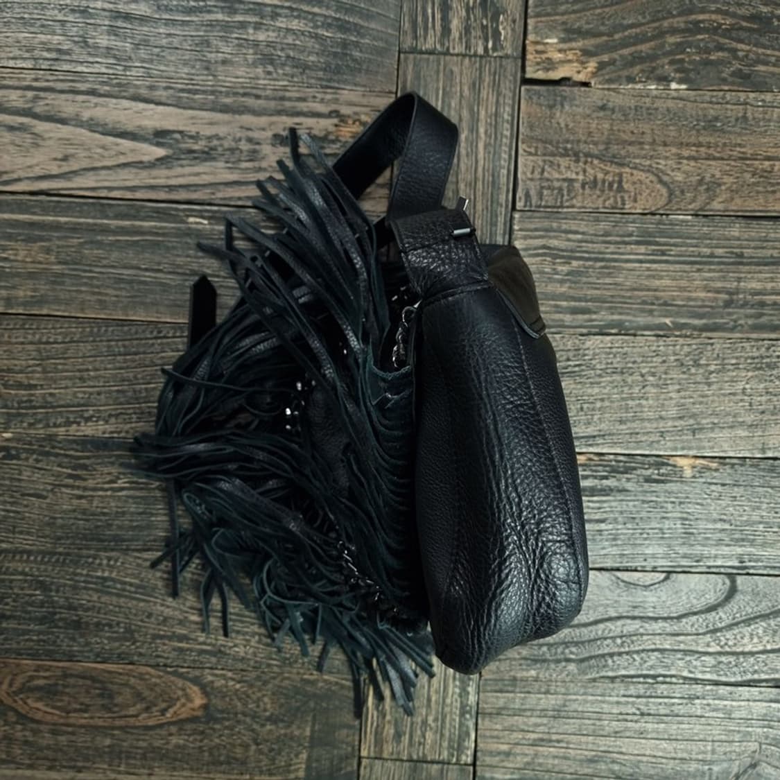 [자라](새상품) 프린지 레더 크로스백 블랙 M19231 상품이미지5