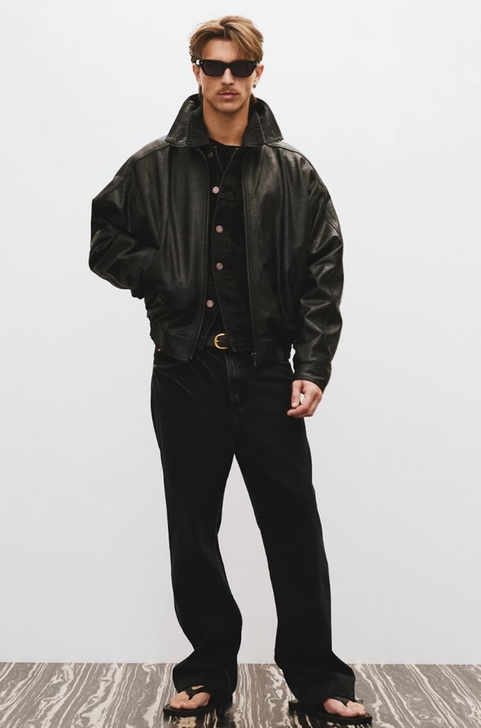 렉토 하이넥 크랙 레더 점퍼 M 상품이미지3