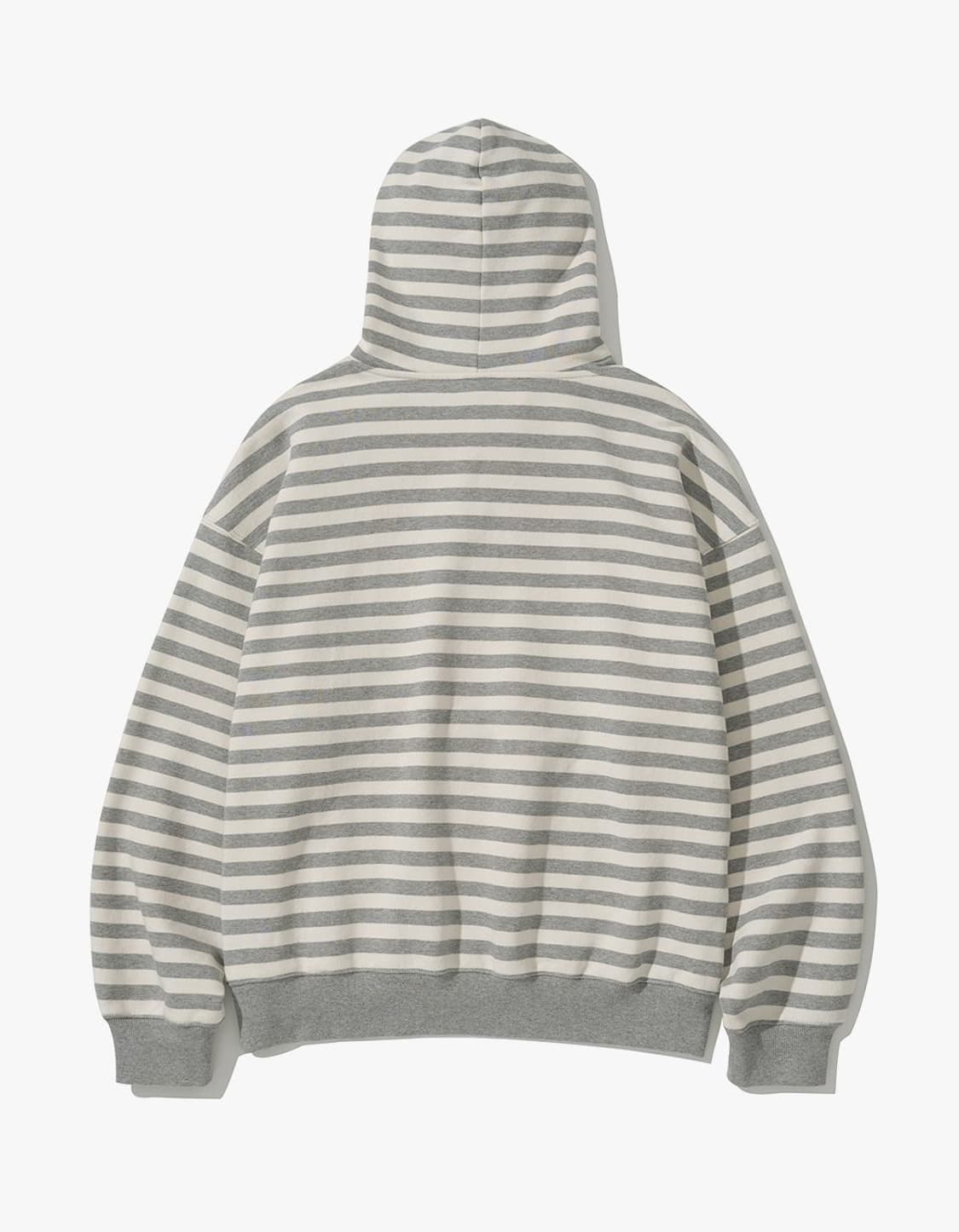 테켓 프론트 스트라이프 후디 멜란지 그레이 상품이미지2