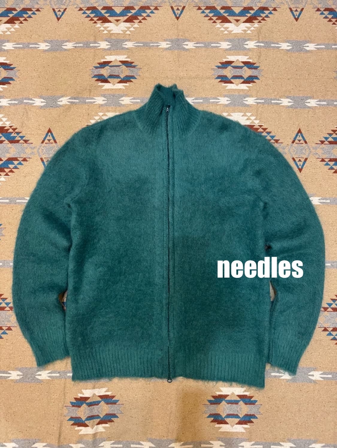 [M] 니들스 집업 모헤어 가디건 그린 상품이미지1