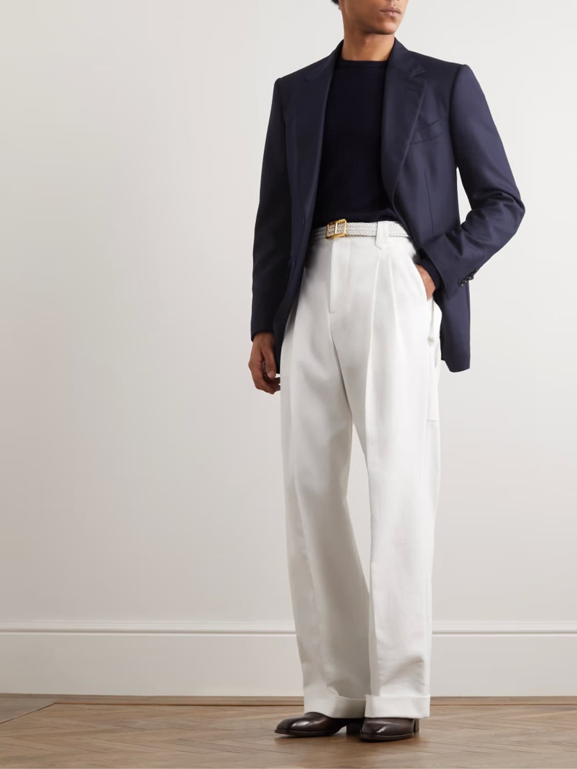 톰포드 화이트 우븐 빈티지 금장 버클 벨트 상품이미지4