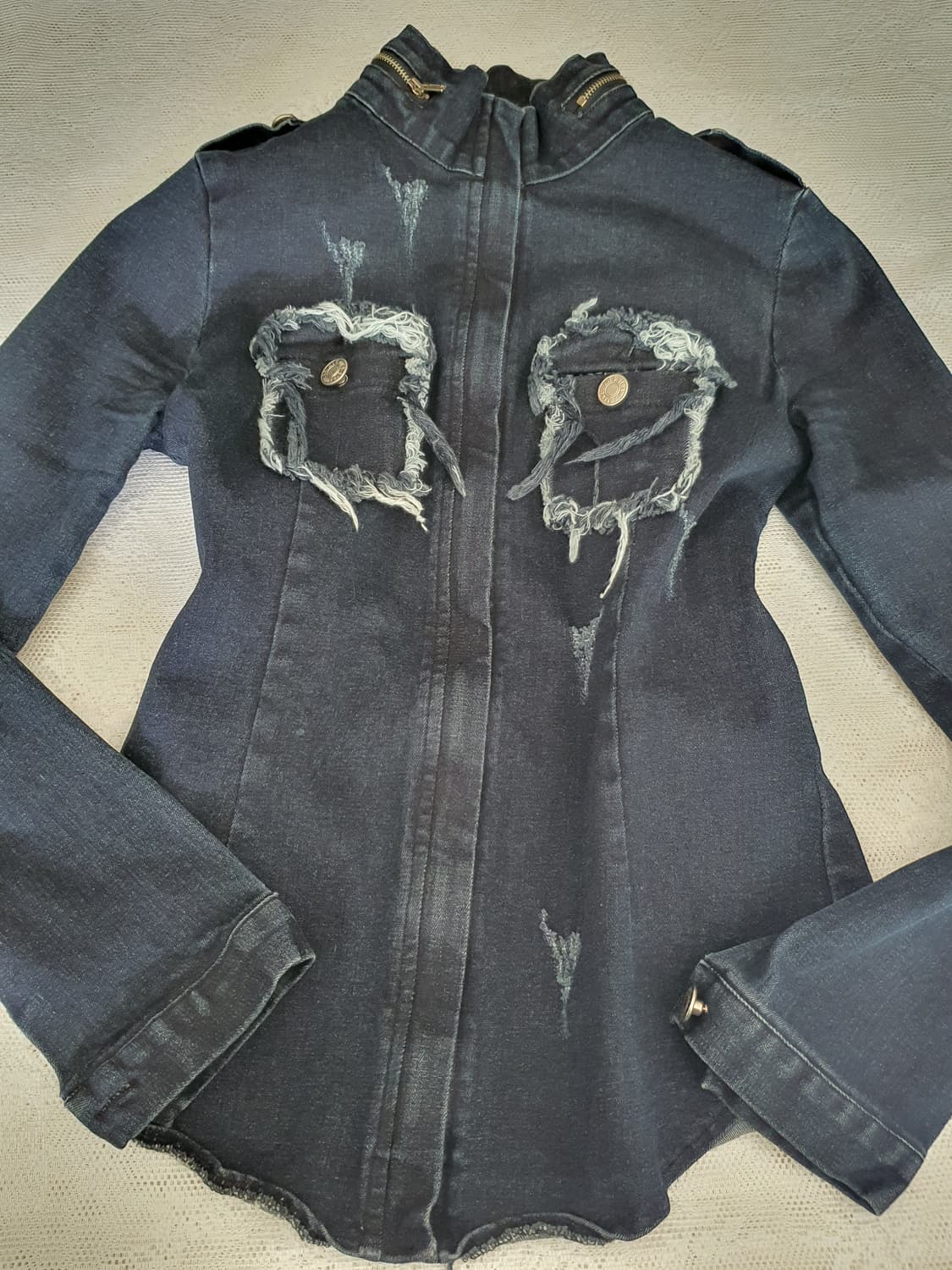 [y2k] 블랙 데님 긴팔 셔츠 스타일 자켓 상품이미지5