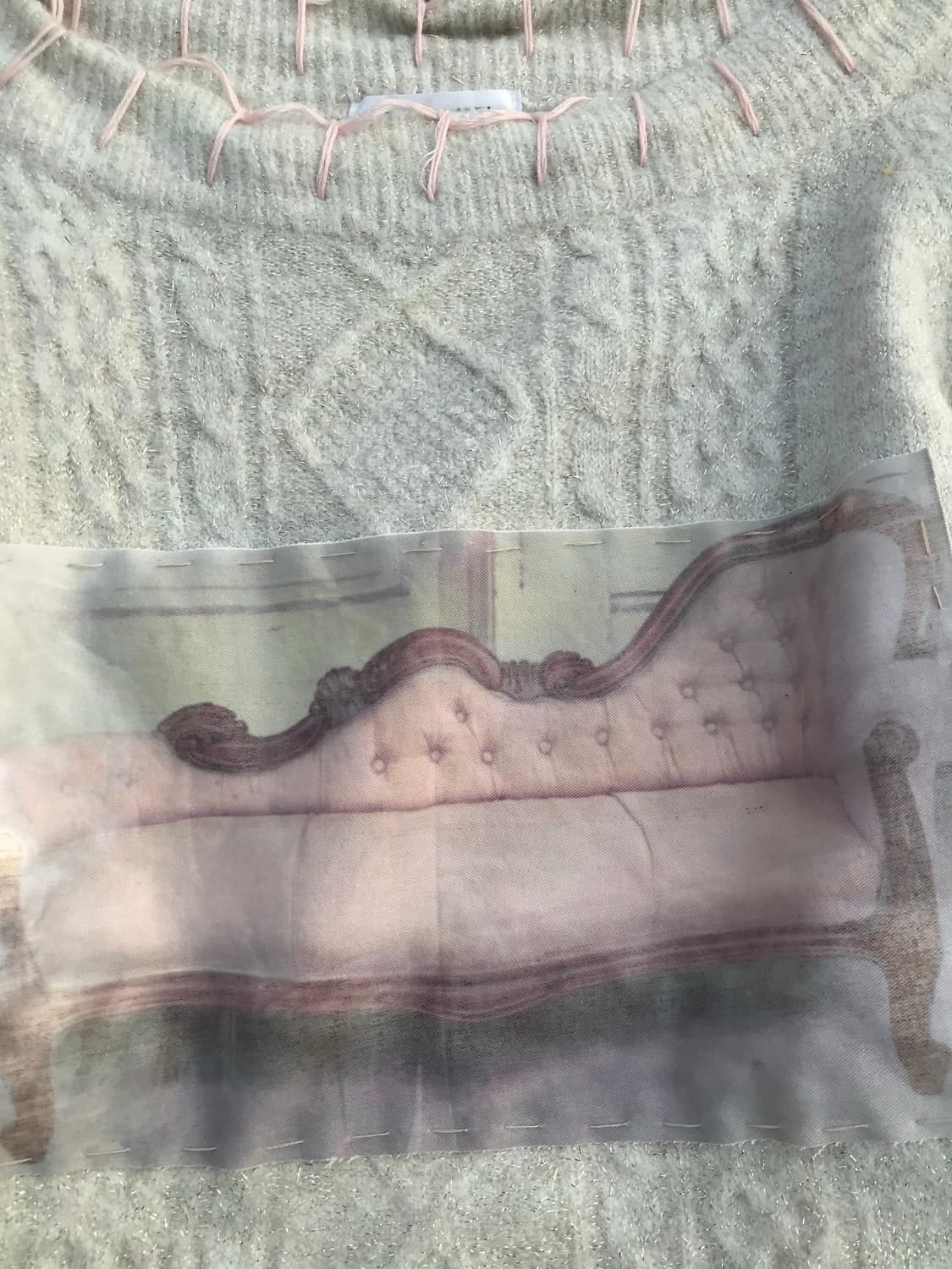 Sofa Print Cable Knit with Embroidered  상품이미지2