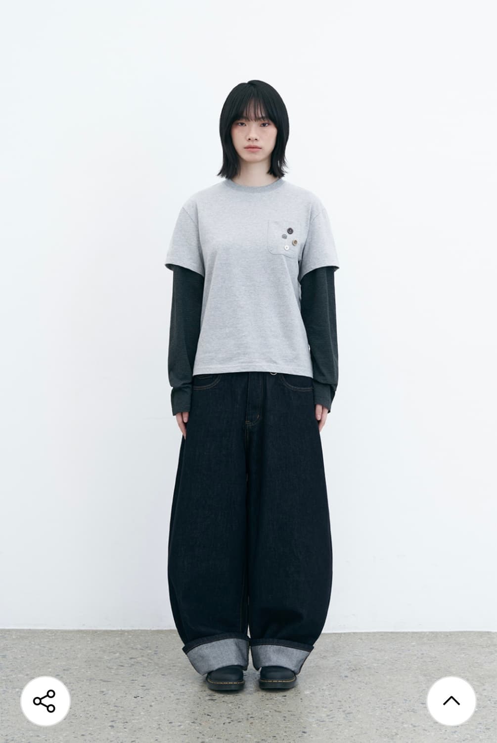 어반스터프 버튼 뱃지 레이어드 롱슬리브 (멜란지) 상품이미지3