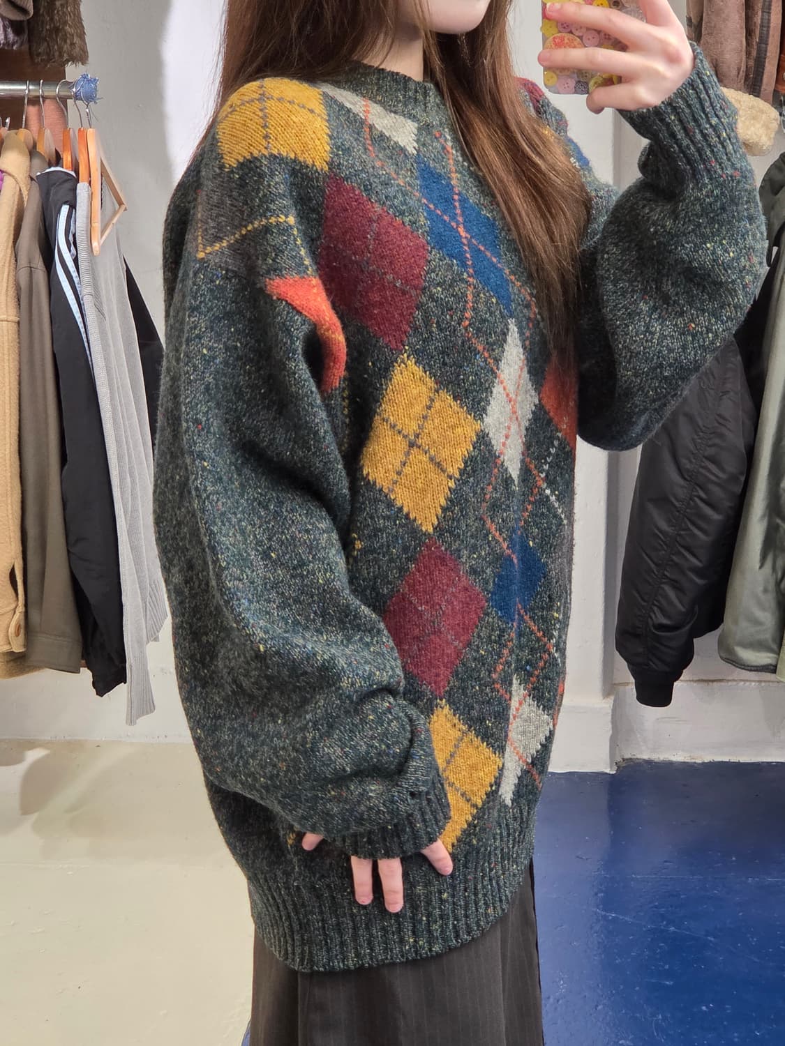 1990s Kerry Ireland 아일랜드 아가일 니트 상품이미지2