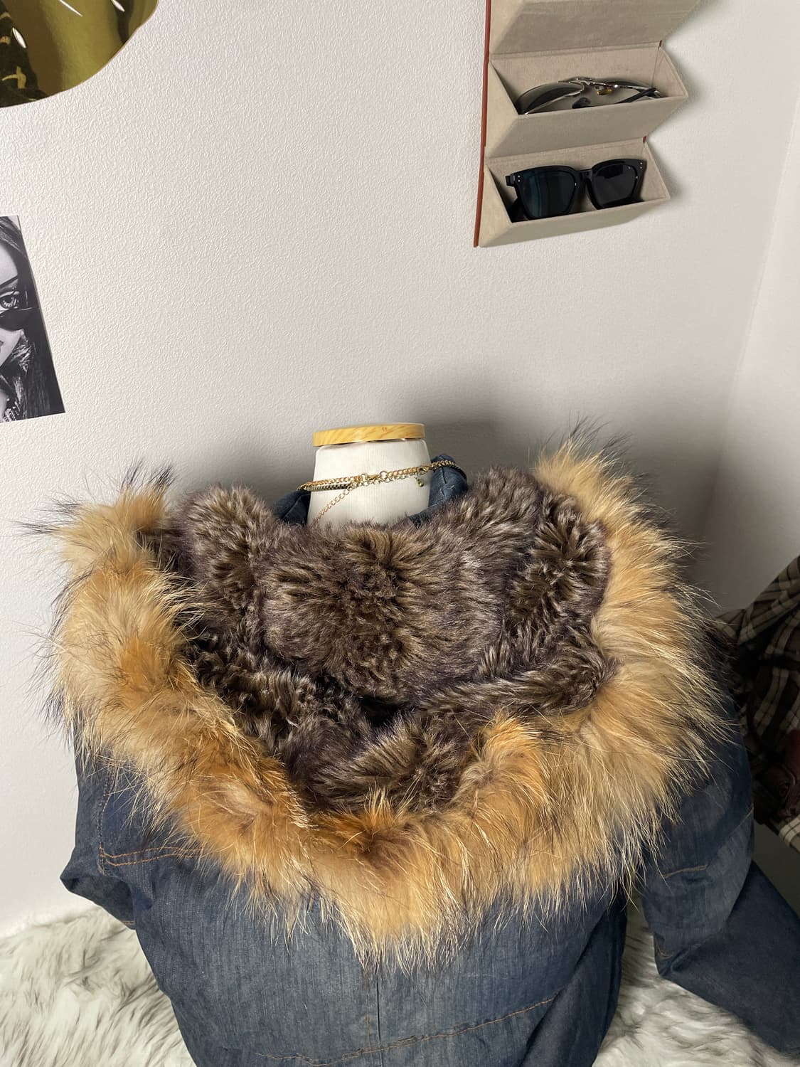 빈티지 데님 울프죠 털 패딩 상품이미지4