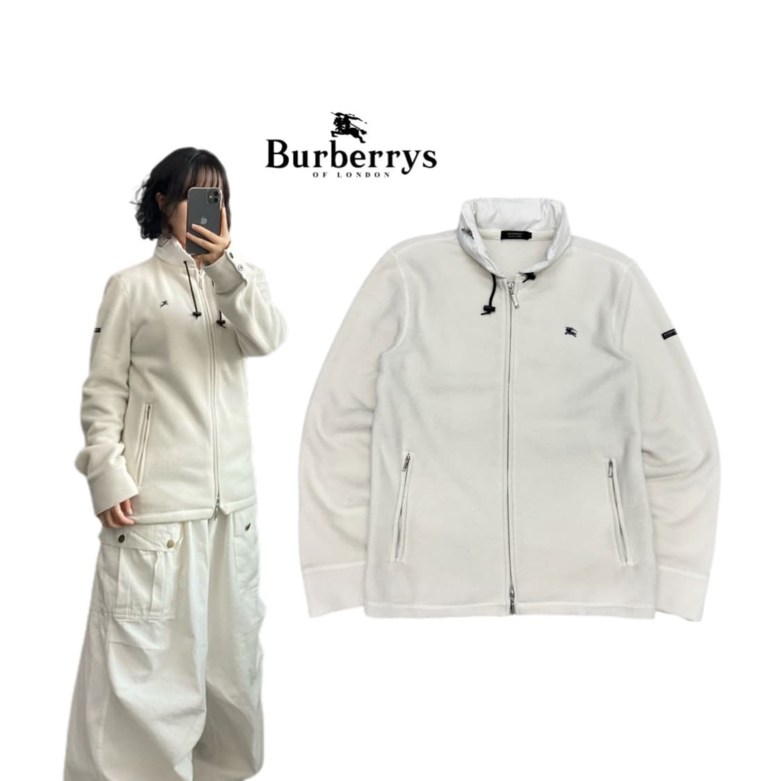 버버리 제팬 블랙라벨 투웨이 플리스 자켓 화이트 상품이미지1