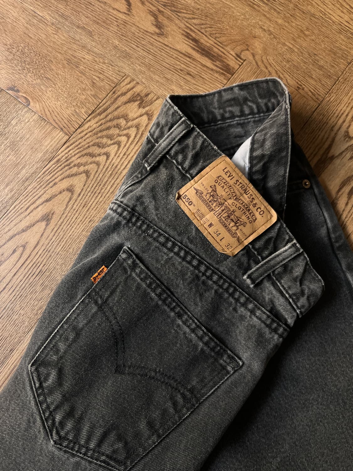 [34]90's 리바이스 오렌지탭 550 멕시코제 흑청 데님 팬츠 상품이미지5