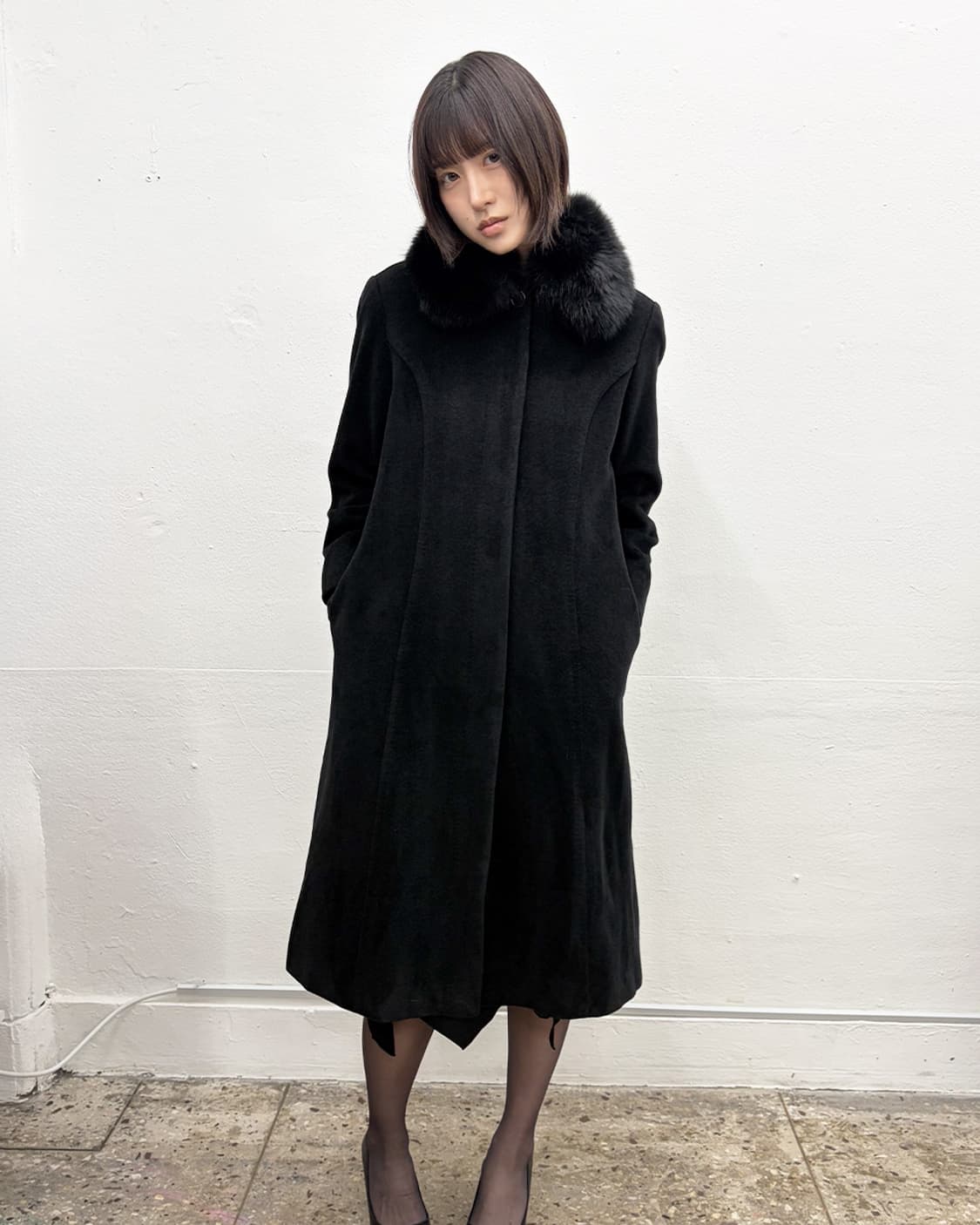 빈티지 퍼 트리밍 앙고라 코트 상품이미지1