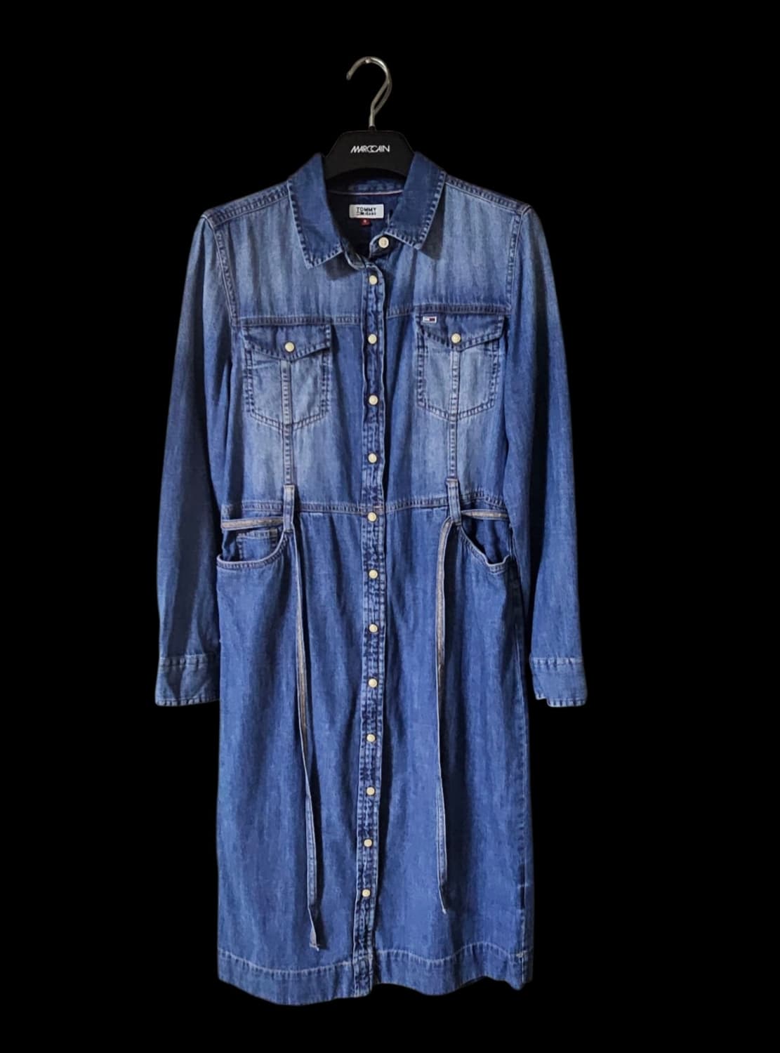 Tommy Jeans 블루 버튼 장식 벨티드 데님 미디원피스 S 상품이미지3