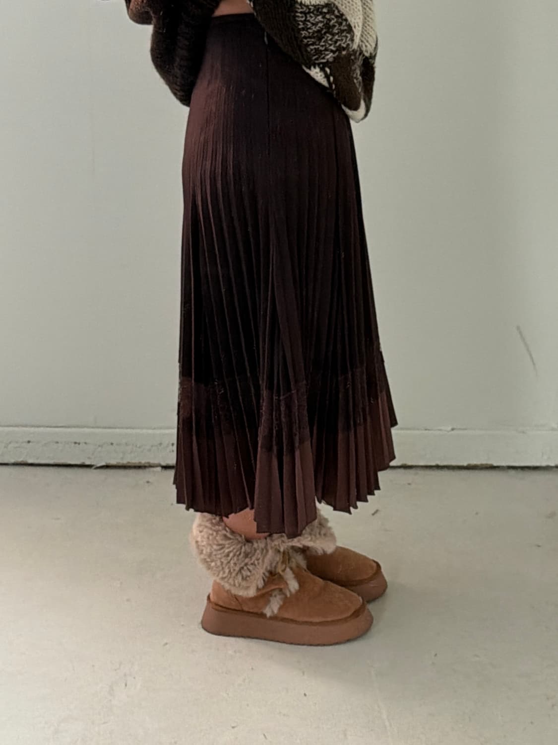 일본빈티지 울 레이스 주름스커트  상품이미지2