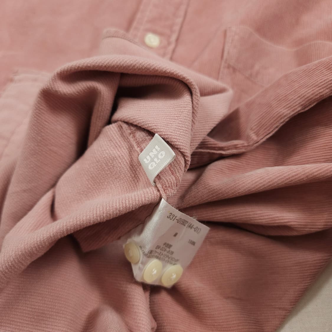 L(100) 일본판 유니클로 코듀로이셔츠 핑크 상품이미지4