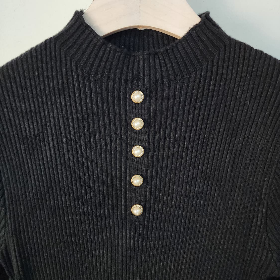 라인바이린 블랙 골지 니트 롱 원피스 상품이미지2