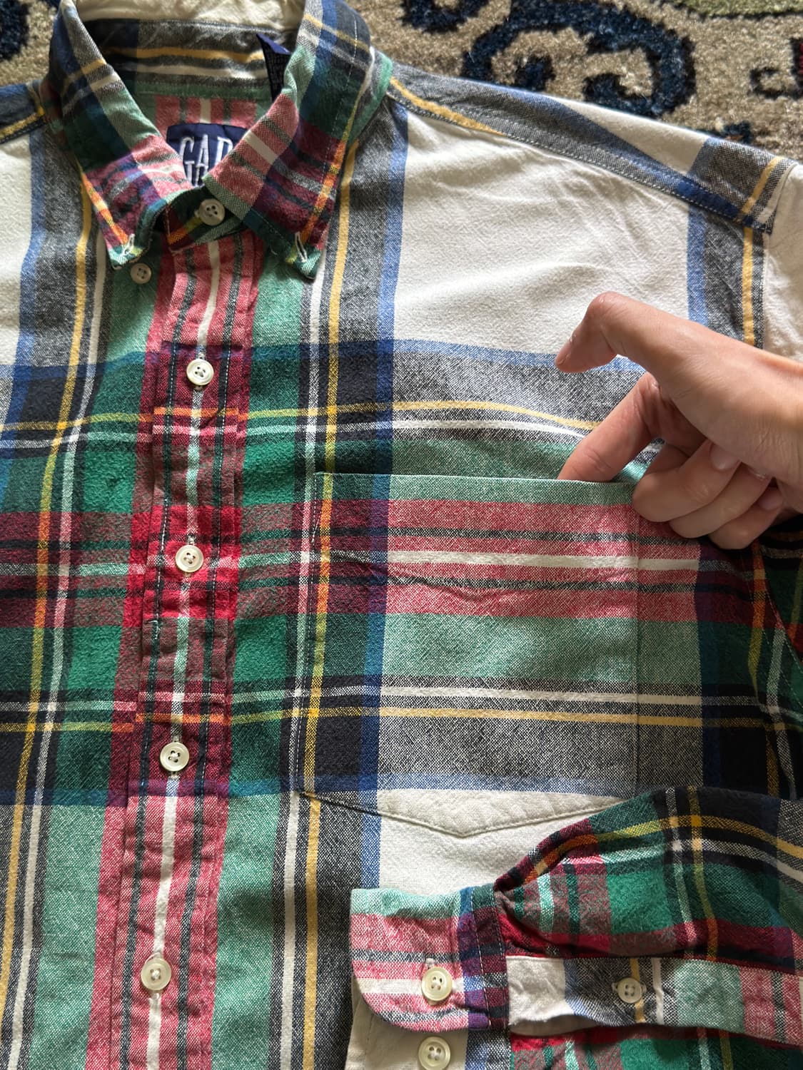 90s Gap mix check button down shirt 상품이미지4