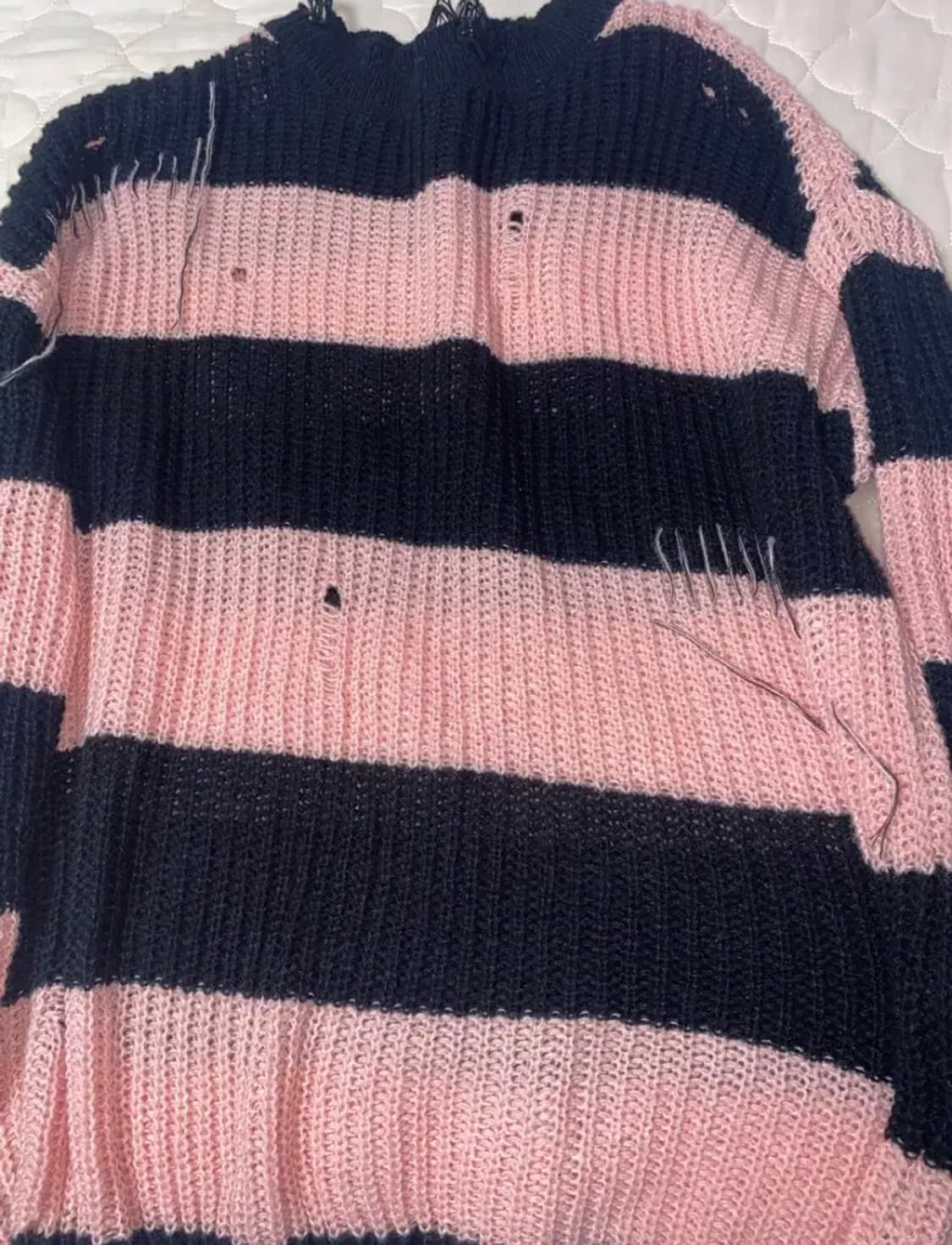 블랙핑크 핑크 스트라이프 펑크 니트 지뢰계 양산형 상품이미지1