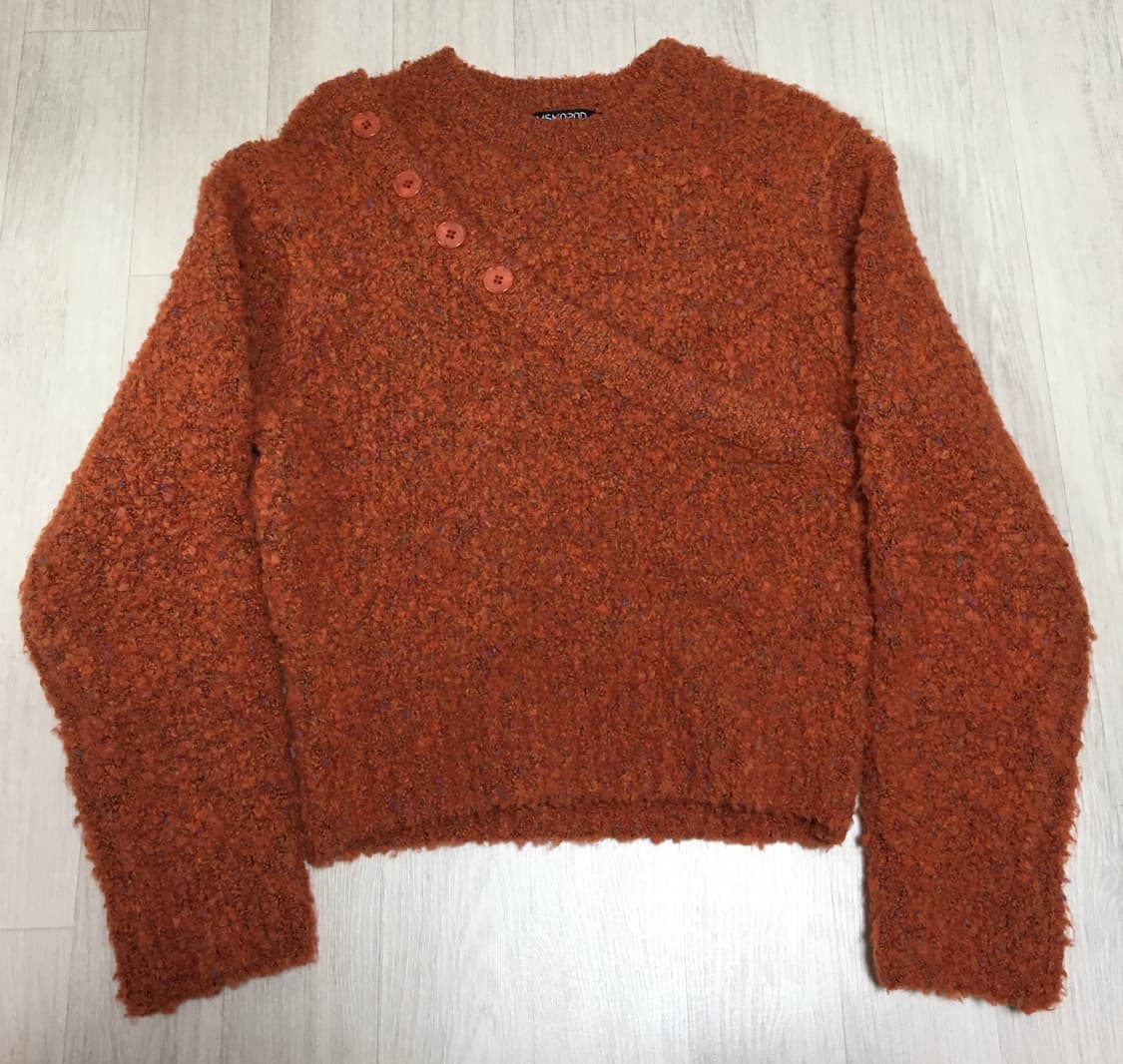 문수권세컨 비대칭 레이어드 크롭 스웨터_오렌지 브라운 상품이미지2